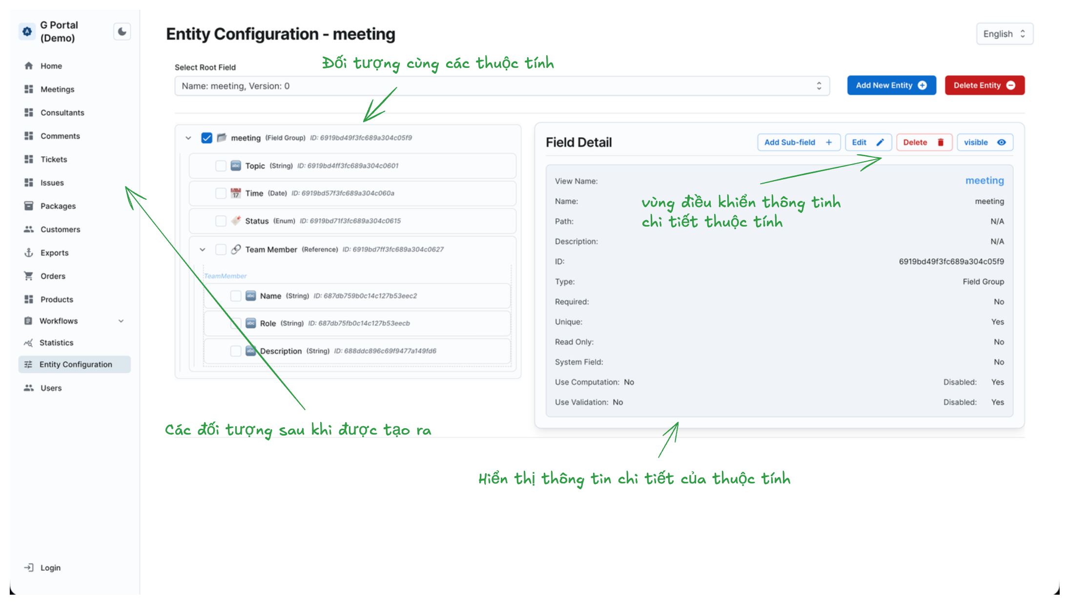 Entity config overview